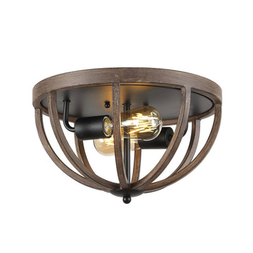 Darlene 13" Iron Rustic Farmhouse LED Flush Mount - JONATHAN Y
